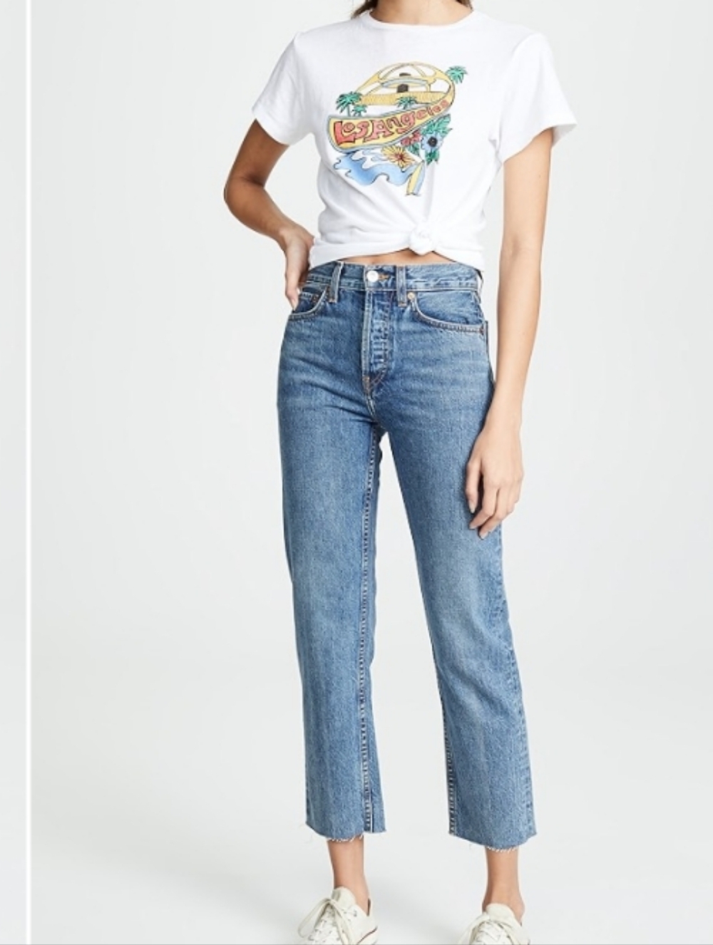 RE/DONE High-Rise Stove Pipe Cropped Jeans